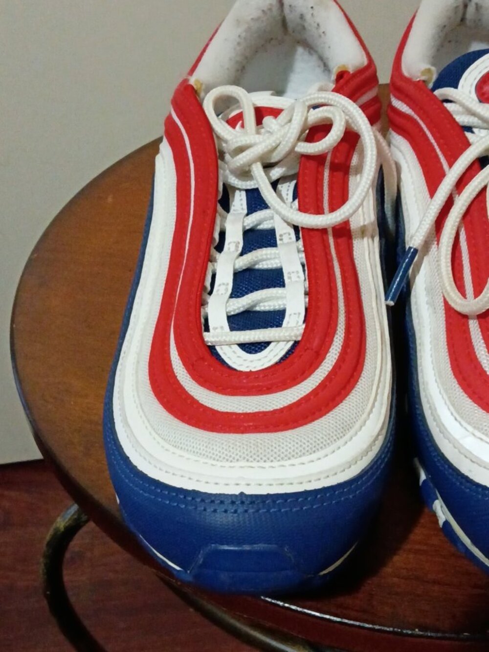 Nike Air Max 97 Mens sz 8.5 mens USA White Red Blue Running Shoes CW5584 100 - Picture 7 of 13
